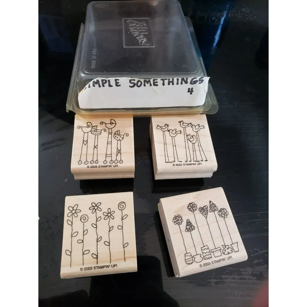 Stampin Up‎ Simple Somethings 4 wood mount stamps 2003 unused